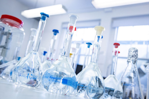 Glass bottles used for chemistry experiments